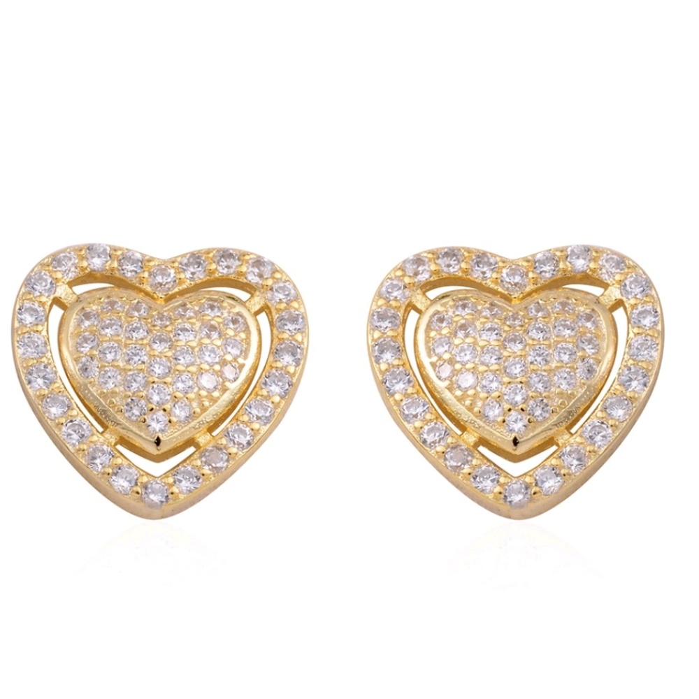 Heart shape 14k YG over sterling silver studds
